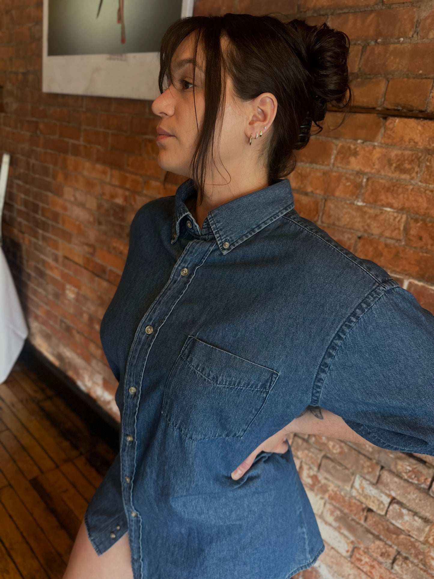Oversized Cotton Denim Polo