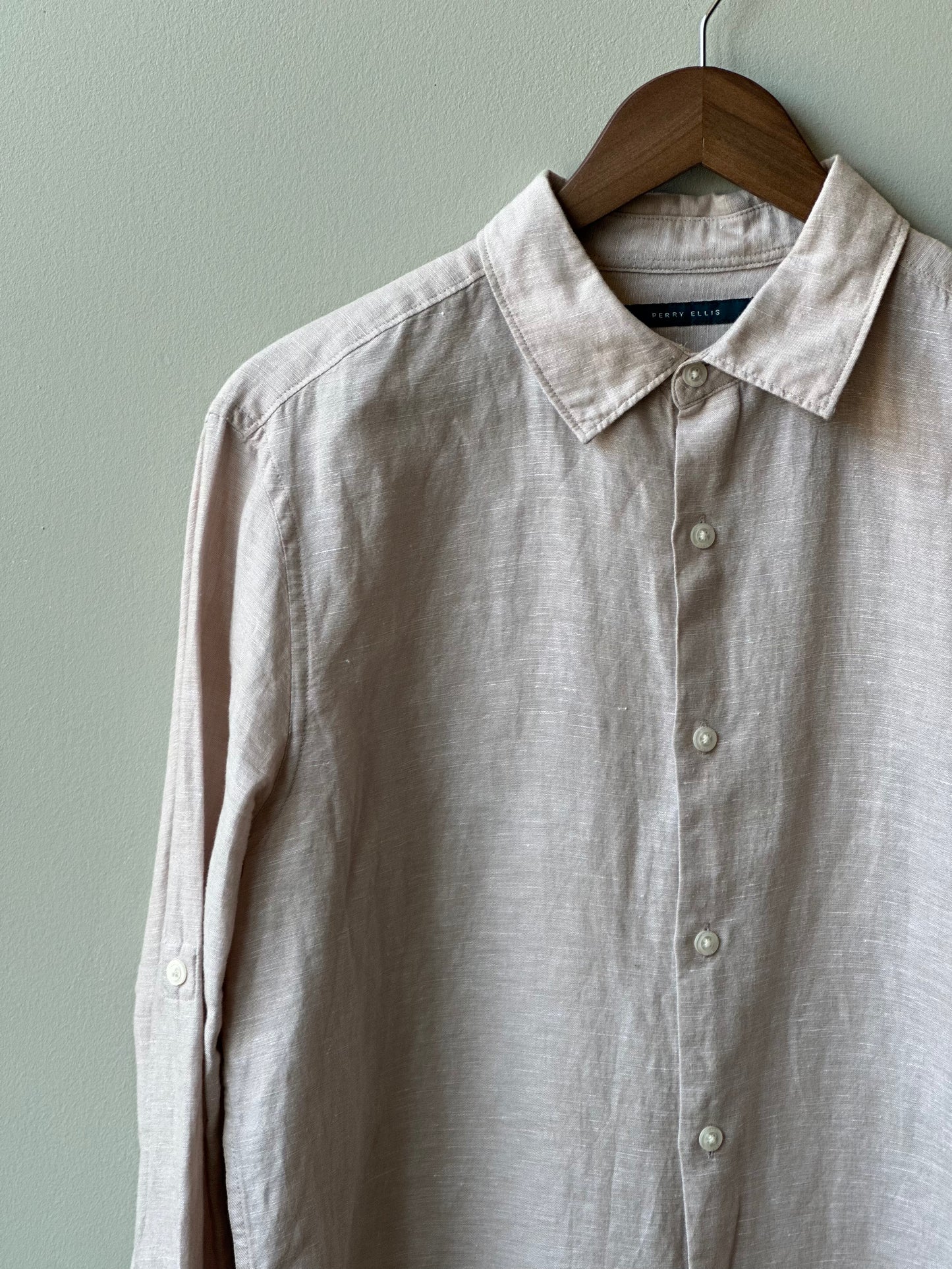 Perry Ellis Beige Linen Shirt