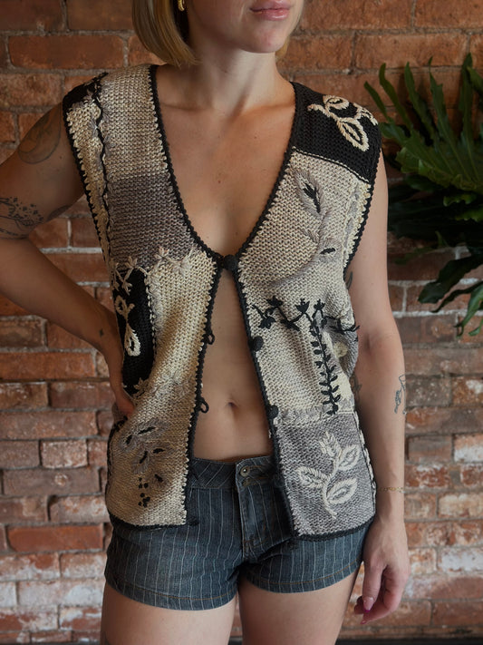 Vintage Cotton Crochet Sweater Vest