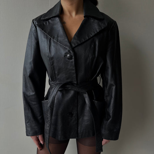 Vintage Belted Leather Jacket