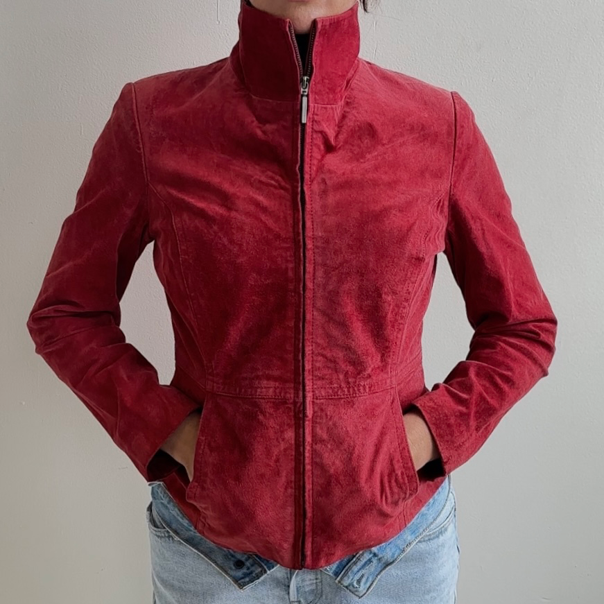 Vintage Red Suede Zip Jacket