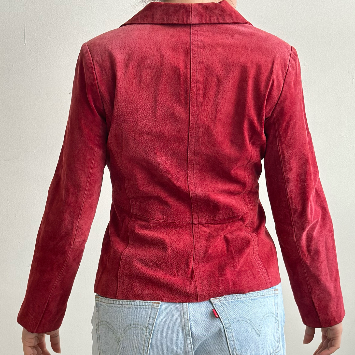 Vintage Red Suede Zip Jacket